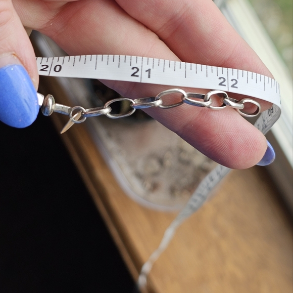 Vintage Christin Wolf sterling beaded lapis chain necklace. Measured 20 inches w - Picture 2 of 5